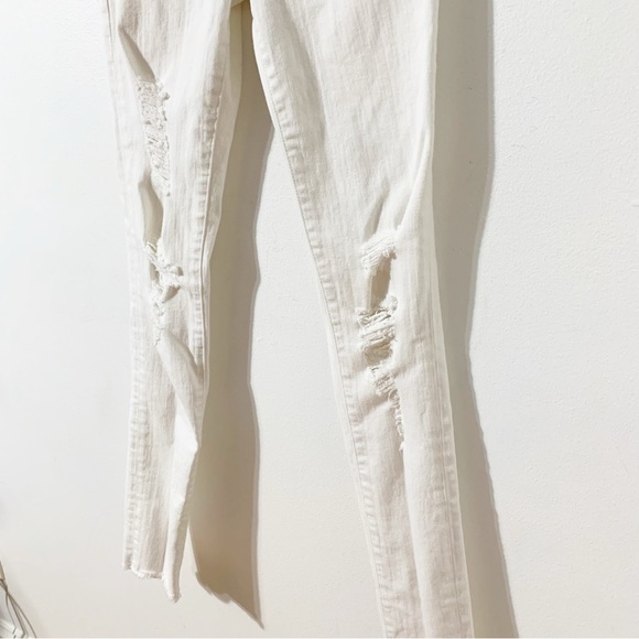 Frame Denim Blanc Jefferson Le High Skinny Distress White 🤍 Denim Jeans Holes - Picture 6 of 13